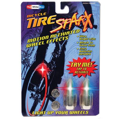 Buztronics Tiresparx Red, White & Blue L E D Wheelchair Valve Cap Lights