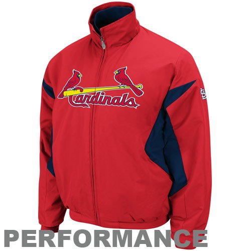MLB Men's St. Louis Cardinals Long Sleeve Lightweight Full Zip Thermabase Premier Jacket (Pro Scarlet/Pro Navy, Large)