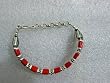 Charm Sterling Silver Bracelet Studded with Munga Red Stone Indian Jewelry