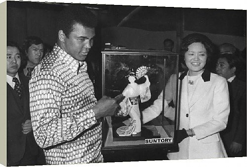 Box Canvas Print of Muhammad Ali receives a Japanese doll, Tokyo Hotel, March 1972. from Heritage-Images