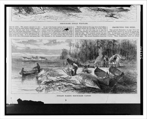 Historic Print (XL): Indians making birch-bark canoes
