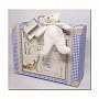 Child to Cherish Gingham Suitcase with Blanket and Rattle in Blue