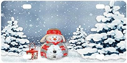 Merry Christmas Cute Snowman Strong And Durable Aluminum Car Metal License Plate Frame for Women/Men Four Holes Tag 12" X 6"