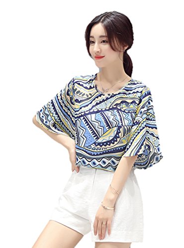 夏 レディース セットアップ 上下セット ツーピース ｔシャツ ショートパンツ ウエストゴム シフォンシャツ ドルマンスリーブ カラフル エレガント 抽象柄 エキゾチック ボヘミアン 細見せ きれいめ パンツスーツ 組合せ 短パン K8563