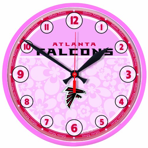 NFL Atlanta Falcons Round Clock Pink Background