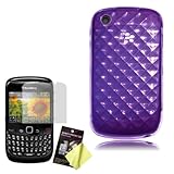 Cbus Wireless Purple 3D Diamond Flex-Gel Soft Case / Skin / Cover & LCD Scr ....