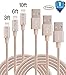 G-POW 3ft 6ft 10ft Nylon Braided Lightning Cable USB Cord Charging Cable for iphone 6s, 6s plus, 6plus, 6,5s 5c 5,iPad Mini, Air,iPad5,iPod. Compatible with iOS9.(Gold)