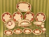 Miniature Porcelain Dresden Rose Dinner Set