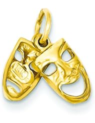 14K Yellow Gold Comedy Tragedy Charm Pendant Jewelry
