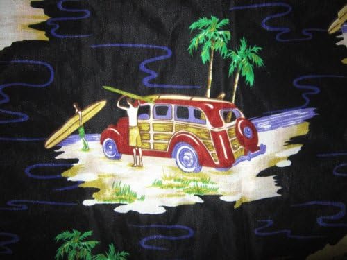 Men's Short Sleeve Hawaiian Aloha Surf Woody Shirt Luau Island Party Style (Large, Black)