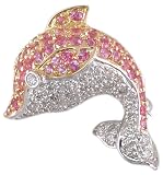 18KT/KW Pink Sapphire & Diamond Porpoise Broach