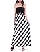 HDE Women's Maternity Dress Strapless Tube Top Pregnancy Sundress Long Skirt (Black White Stripe, Large)