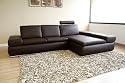Contemporary Design Dark Brown Leather Sectional Sofa Chaise