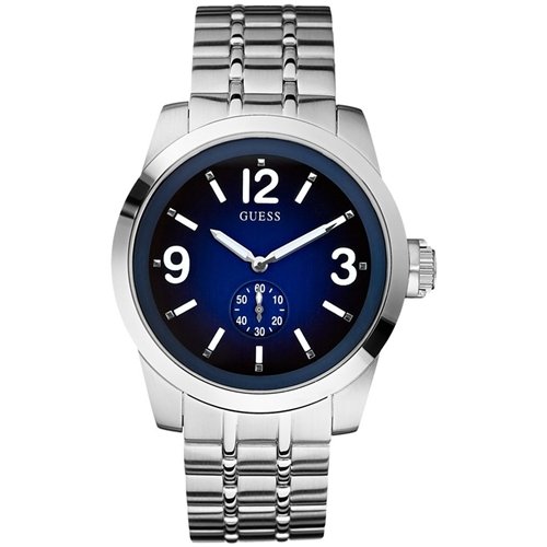 Guess Mens U11657G1 Silver Blue Dial