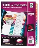 Avery 11143 Avery Ready Index Contemp Tbl Of Contents Dvdrs, 15-Tb,  letter, AST, 1 St/Pk, Carton of 24 sets