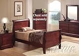 4pc Twin Size Bedroom Set with Hidden Drawers in Cherry Finish