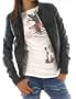 Style Kunstlederjacke Biker Jacke Gr.36/S, 38/M, 40/L, 42/XL Damenjacke Schwarz, Braun, Camel