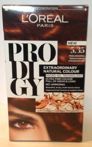 L'oreal Prodigy Extraordinary Natural Colour 5.35 Macadamia Natural Medium Mahogany Brown by Prodigy