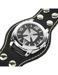 Eeleva Punk Gothic Ladies Women Men Gens Genuine Leather Wrist Watch