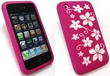 EMARTBUY APPLE IPHONE 3G/3GS SILICON CASE/COVER/SKIN FLORAL HOT PINK + SCREEN PROTECTOR