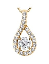 0.35 Ct Round G/H Diamond White Topaz 18K Yellow Gold Pendant