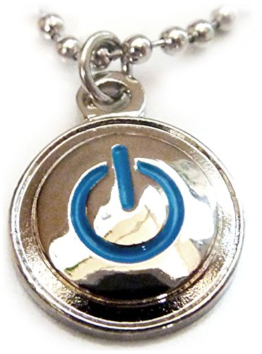 POWER ICON Turn Me On Computer Button Pendant Necklace w/Ball Chain