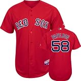 MLB Youth Boston Red Sox Jonathan Papelbon Scarlet Alternate Short Sleeve 6 Button Synthetic Replica Baseball Jersey Spring 2011  (Scarlet, Medium)