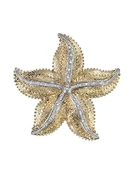 14k Two Tone Gold 0.013 Ctw Diamond Large Starfish Pendant