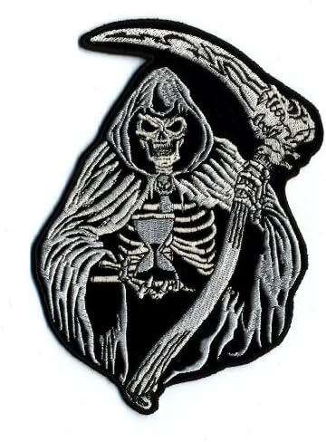 Embroidered Iron On Patch - Grim Reaper 6" x 4.25" Patch