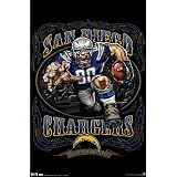 (22x34) San Diego Chargers (Mascot, Grinding It Out Since 1960) Sports Poster Print