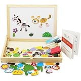 HLJgift Wooden Jigsaw Puzzle Baby Toys Animal Easel Doodle Drawing Board For Children be used in Education Expand Imagination