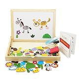 HLJgift Wooden Jigsaw Puzzle Baby Toys Animal Easel Doodle Drawing Board For Children be used in Education Expand Imagination