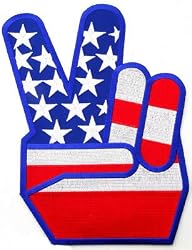 Large USA Peace Fingers Embroidered Patch 1960s Reproduction V Victory Sign Iron-On Anti-War Symbol