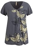 Avenue Plus Size Dancing Butterflies Screen Print Tunic (INDIGO,18/20)