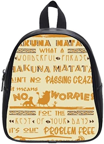 King Lion Hakuna Matata Custom PU Leather Kid's School Bag Backpack(2015 New Arrival) Small