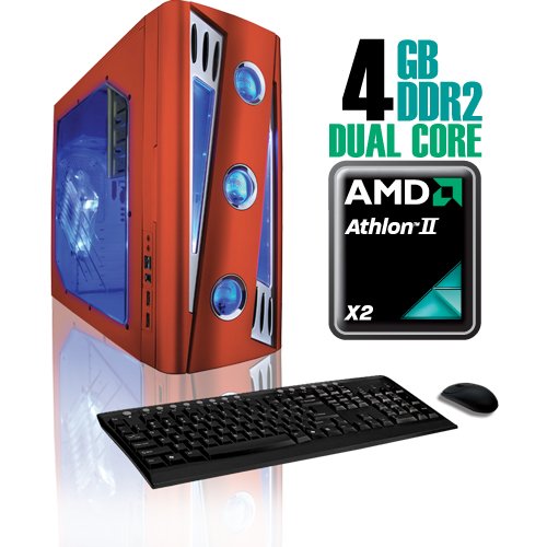 CybertronPC X-Cruiser 2 CANN4120RRQ, Red, AMD Athlon II X2 Dual Core 2.8GHz, 4GB DDR2, 500GB HDD, DVDRW with LightScribe, GeForce 9500GT, 350 Watt Power Supply, Windows 7 Home Premium 64-bit, 1 Year Parts & Labor Warranty