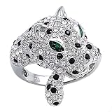 Bling Jewelry Emerald Eye Onyx Pave CZ 925 Sterling Silver Vintage Panther Ring