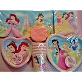 Disney Princess Birthday Party Package ~ Fairy-Tale Friends Theme (Set B) ~ Table Cover, Dinner Plates, Dessert Plates, Napkins, Cups, & Streamers ~ Serves 8