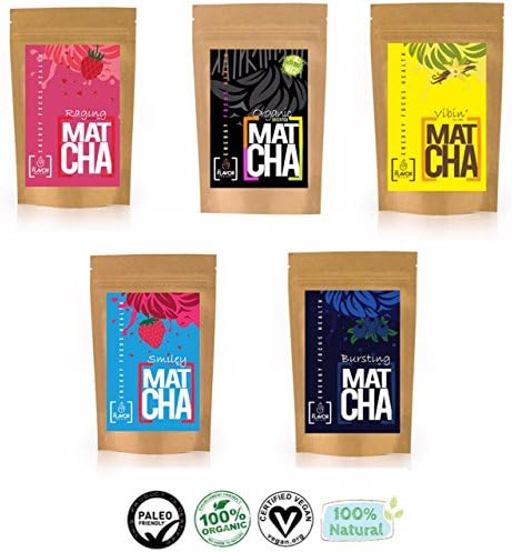Boutique Crafted Matcha Flavor Pack - 10oz (Organic, Vanilla, Strawberry, Raspberry, Blueberry)