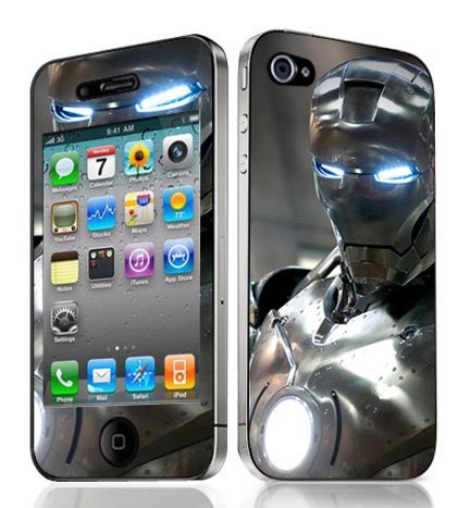 Bundle Monster Vinyl Skin Case Cover Art Decal Sticker Protector Accessories for Apple Iphone 4 Generation / 4G - Iron Man
