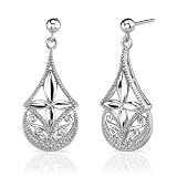 Timeless Inspiration: Sterling Silver Celebrity Inspired Filigree Openwork Dangle Post Earrings
