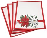Vera Vintage Poinsettia Placemats, Set of 4, Red