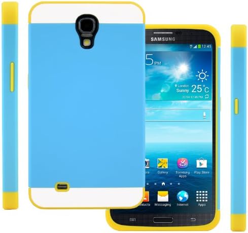 Galaxy Mega Case (Blue / Yellow) Samsung Galaxy Mega 6.3" CellJoy (Will NOT Fit BOBO 2) [Vivid Hybrid] Dual Layer TPU Case Phone Cover Skin **Card Storage** For i9200