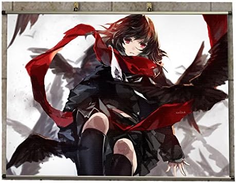 Canvas Wall Scroll Poster (32x20 inches)-Anime Kagerou Project Ayano Tateyama Girl Short Hair Black Hair Pink Eyes_688394