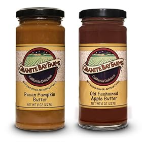 Granite Bay Farms Pecan Pumpkin Butter and Old Fashioned Apple Butter (2 Jar) Sampler, 2-Count, 8-Ounce Jars