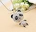 MBIGM Cute Full Diamonds Panda Pendant Necklace
