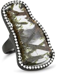 Jordan Alexander Sterling Silver with Quartz Slice in Diamond Ring