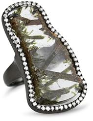 Jordan Alexander Sterling Silver with Quartz Slice in Diamond Ring