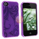 Purple Flower TPU Gel Case Cover Compatible With Apple iPhone 4G 4