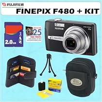 Fuji Finepix F480 8.2 MP Digital Camera with 2GB Accessory Kit. Includes 2 Gigabyte Secure Digital Memory Card, Compact Digital Camera Carrying Case, Memory Card Wallet, Cleaning and Care Kit, Flexible Mini Tripod, and a BONUS of 25 Free Quality Prints.